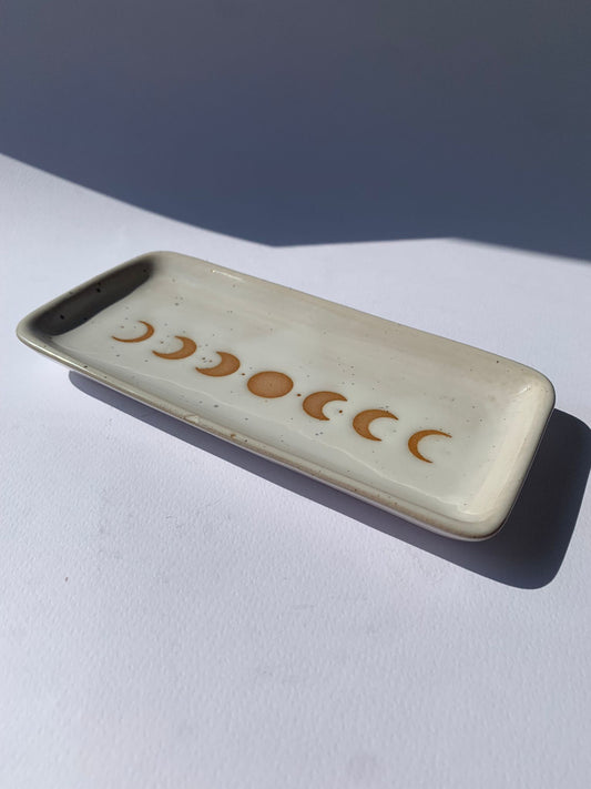 Svuota tasche in ceramica con fasi lunari a forma rettangolare