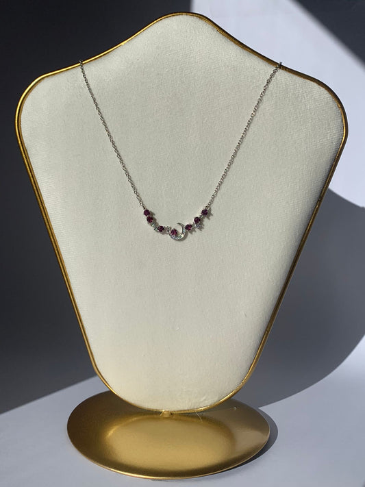 Adjustable 925 Silver Garnet Necklace / Energy and Passion