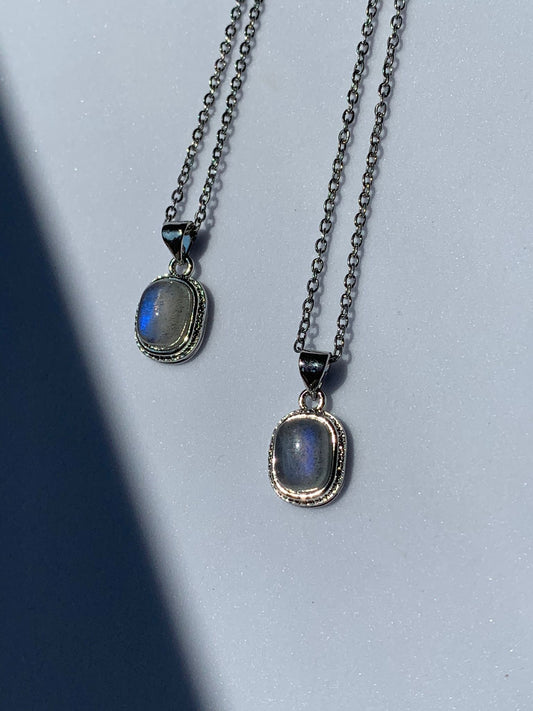 Collana in labradorite di rame placcato argento / Intuizione e trasformazione