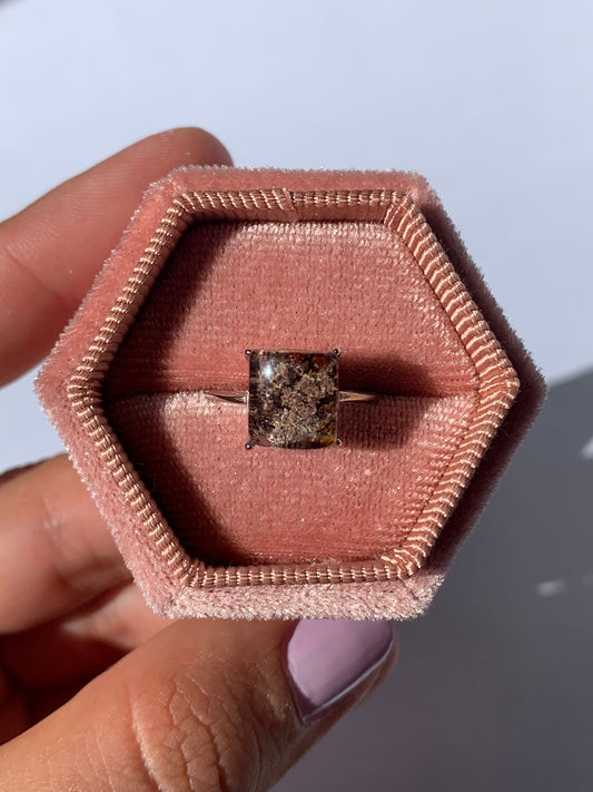 Anello regolabile in lodolite (Quarzo giardino) di argento 925 / Armonizzazione ed equilibrio