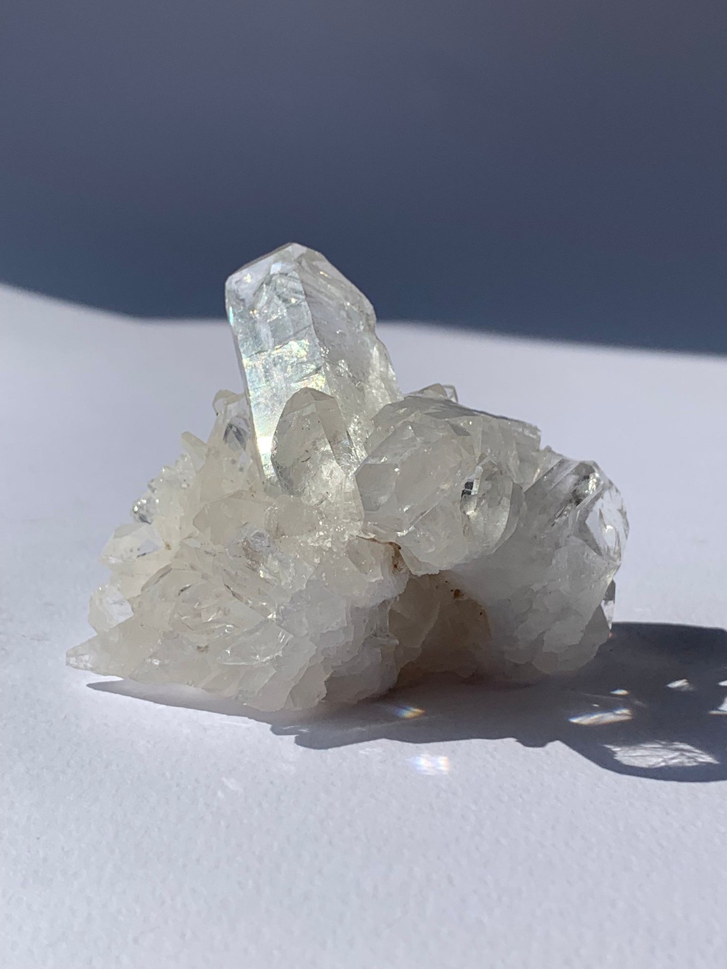 Anillo ajustable de cuarzo hialino fabricado en plata 925 / Purificación y protección